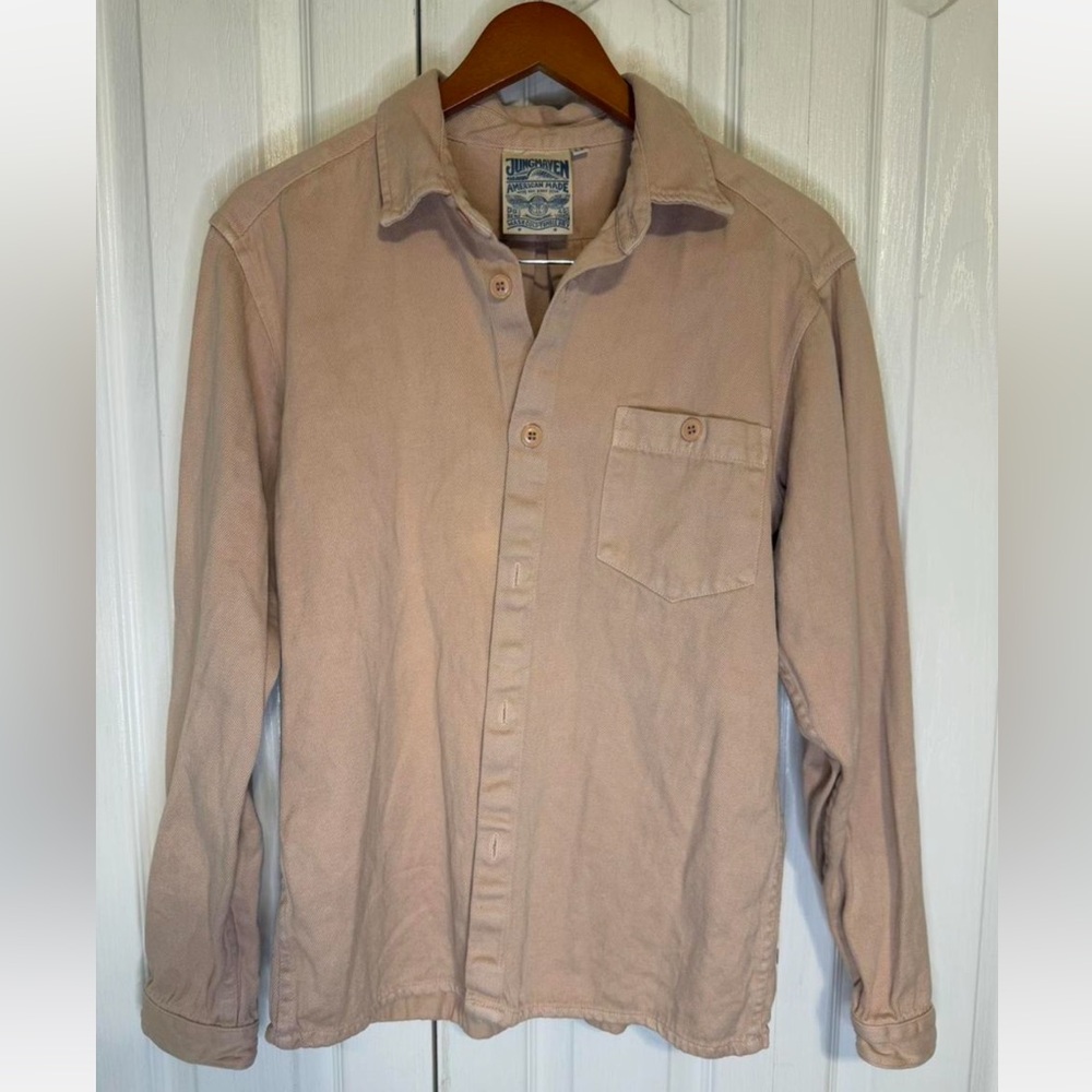 Tan Jungmaven button-up shirt in like new condition. Size Medium. Hemp